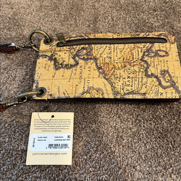 Patricia Nash farleigh European map phone case wallet crossbody bag NWT - Picture 4 of 6